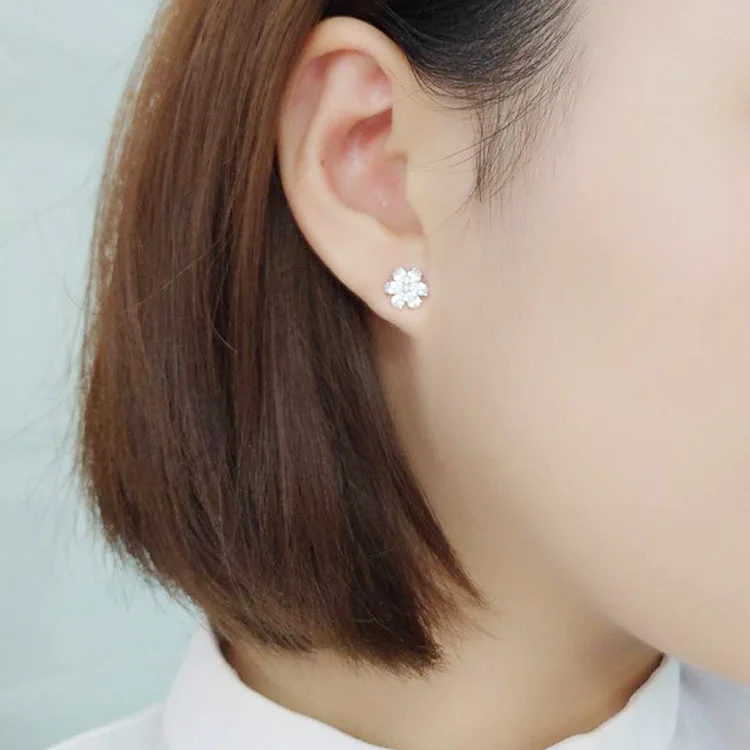 Wholesale 925 sterling silver jewelry cubic zirconia diamond stud earrings