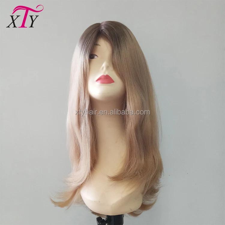 Qingdao stock fine mono french lace front 100%human hair women medical wigs