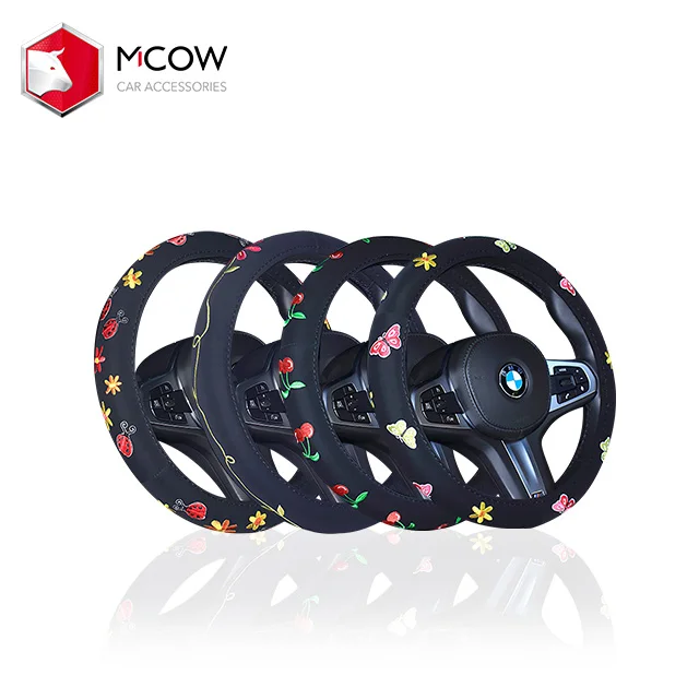 
Fashion Embroidery Design Gril Auto Wrap Steering Wheel Cover For Car Accessories 