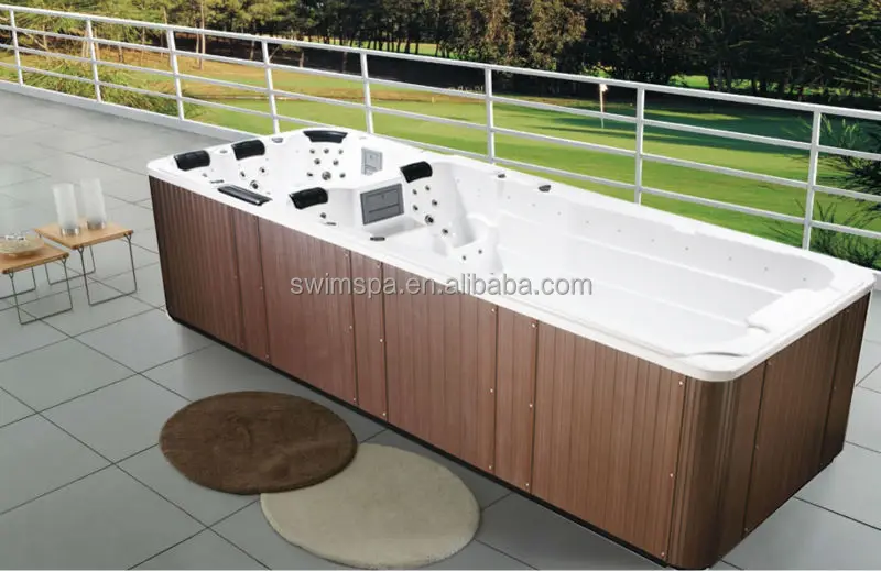 portable rectangular fiberglass swimming pool with massage spa jets