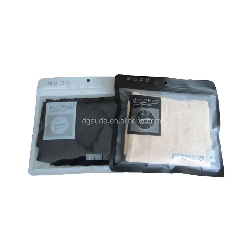 
custom printed matte finish laminated material aluminum foil zip lock underwear bag with zipper and window 