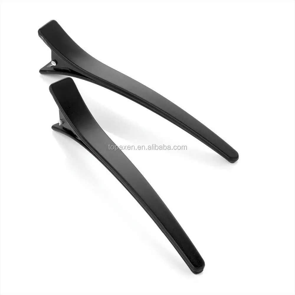 
2 Matt Black Plastic Narrow Section Hair Clips Slides Beak Concorde Accessories 