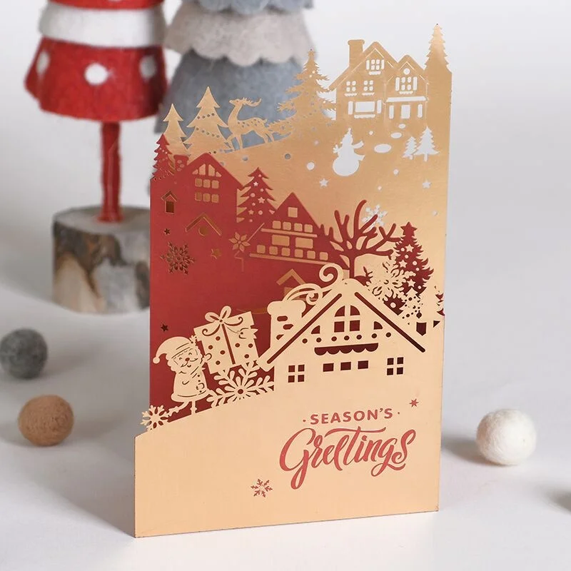 Personalized Beautiful custom printed 3d christmas greeting card and envelope handmade