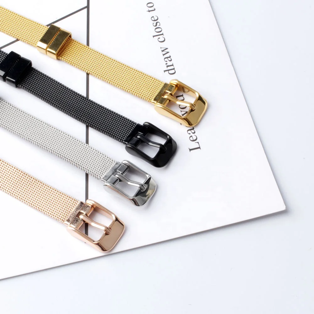 Men Woman Adjustable Stainless Steel Milanese Loop Mesh Bracelet Watchband Belt Buckle Bracelet