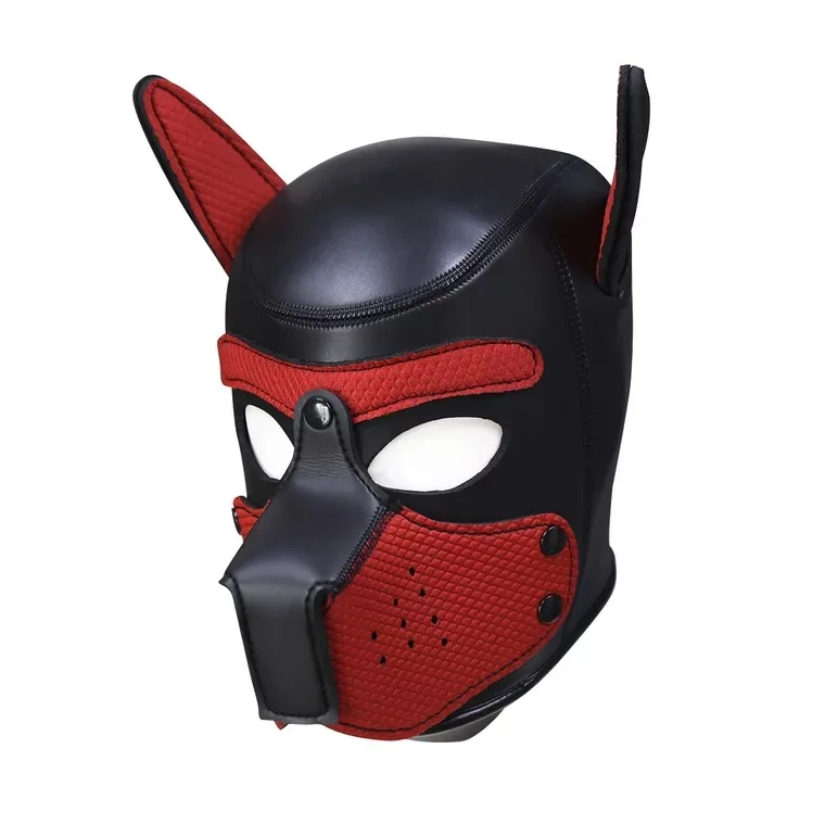Fashion Padded Latex Rubber Role Play Dog Mask Puppy Cosplay Full Head with Ears 4 Color