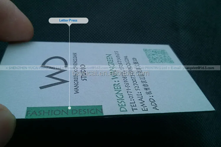 Letter press printing cotton paper business card, luxury Letterpress business card