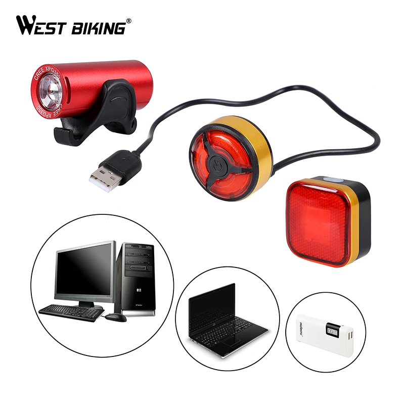 WEST BIKING Mini Front Cycling Light USB Rechargeable Bike Rear Stvzo Road MTB Bike Headlight Safety Night Running Bicycle Light