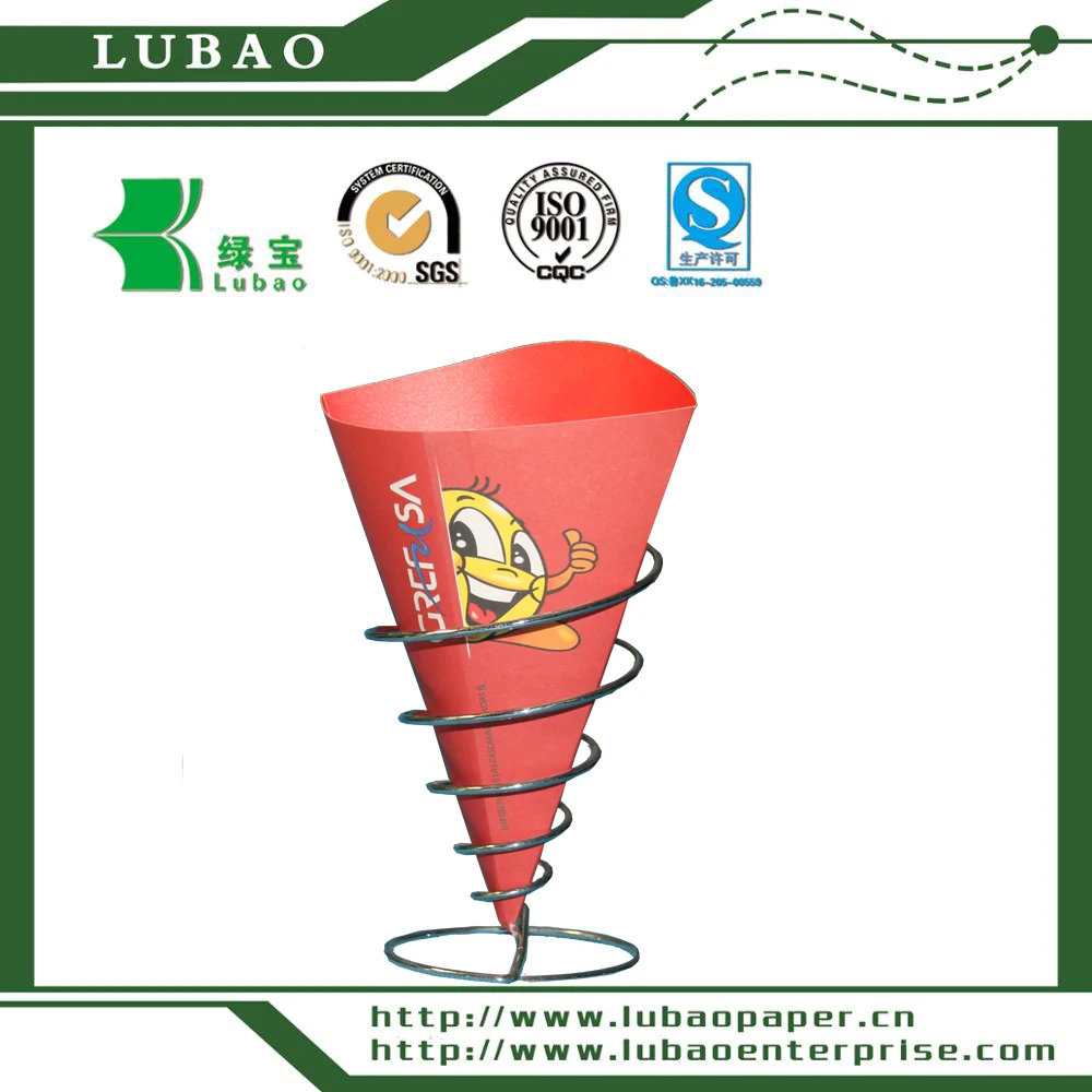 Высококачественный картонный конус из белой бумаги со встроенным контейнером для соуса