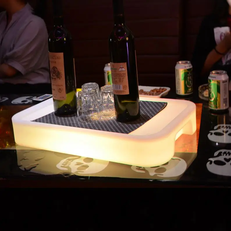 Light up floating led drink holder tray