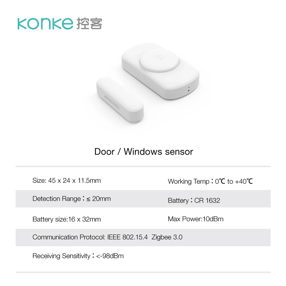 Zigbee smart home device Konke Kit pro accessories Door sensor window sensor alarm