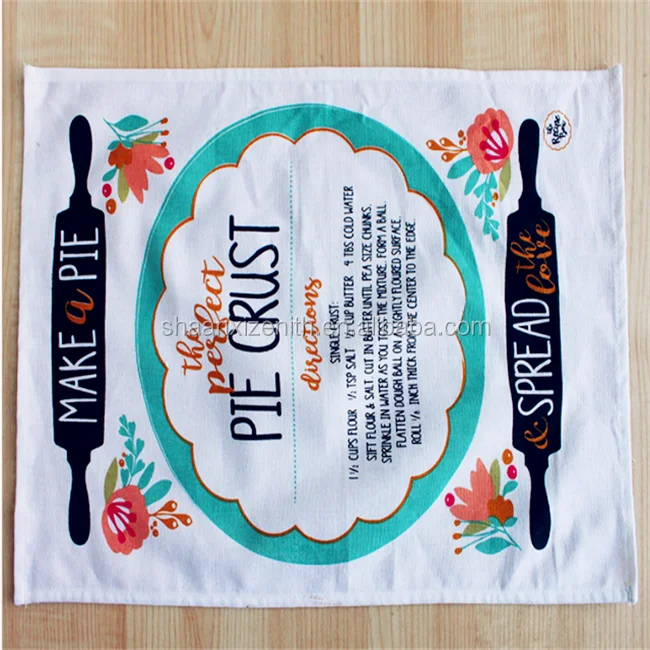 Custom 100% polyester cotton white flour sack kitchen towel sublimation tea towel blank