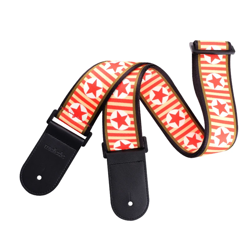 Wholesale Factory Direct  Fluorescent Custom Colorful Sublimation Printed Polyester  Rock Guitar Strap
