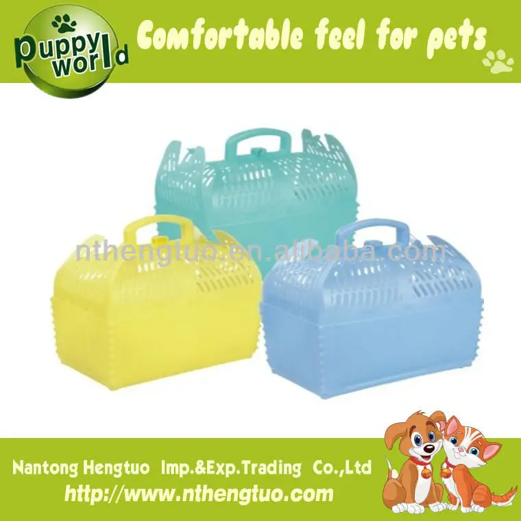 Plastic pet transport cage and travel cage