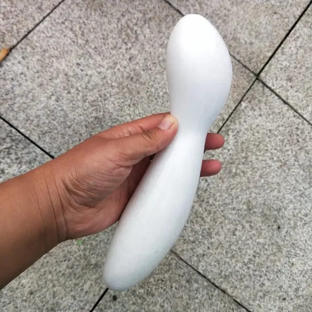 New natural Smooth White Marble Jade Dildo Vibrator Crystal Massage Wands For Healing