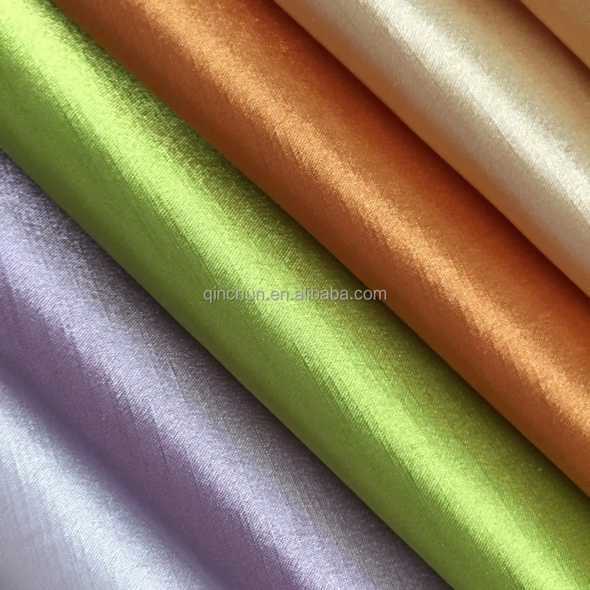 Polyester Shantung Taffeta Fabric with Slub Yarn Dupion Satin