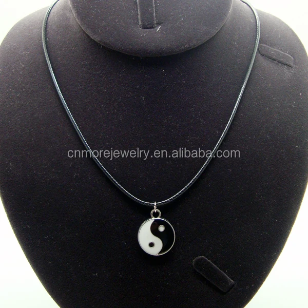 
Quality Wax Leather cord necklace with Yin Yang Charm Pendant 