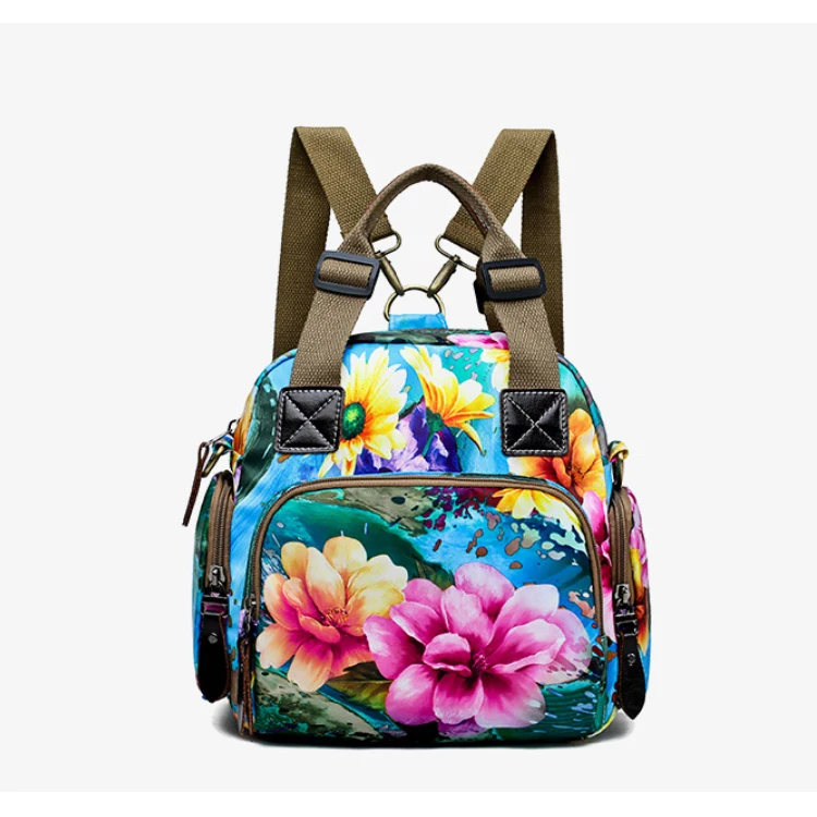 Osgoodway2 Waterproof Nylon Designer Floral Women Handbags Baby Diaper Bag Backpack for Mom