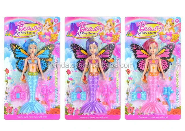 8inch Mermaid with wings plastic toys Fashion girl  doll for sale