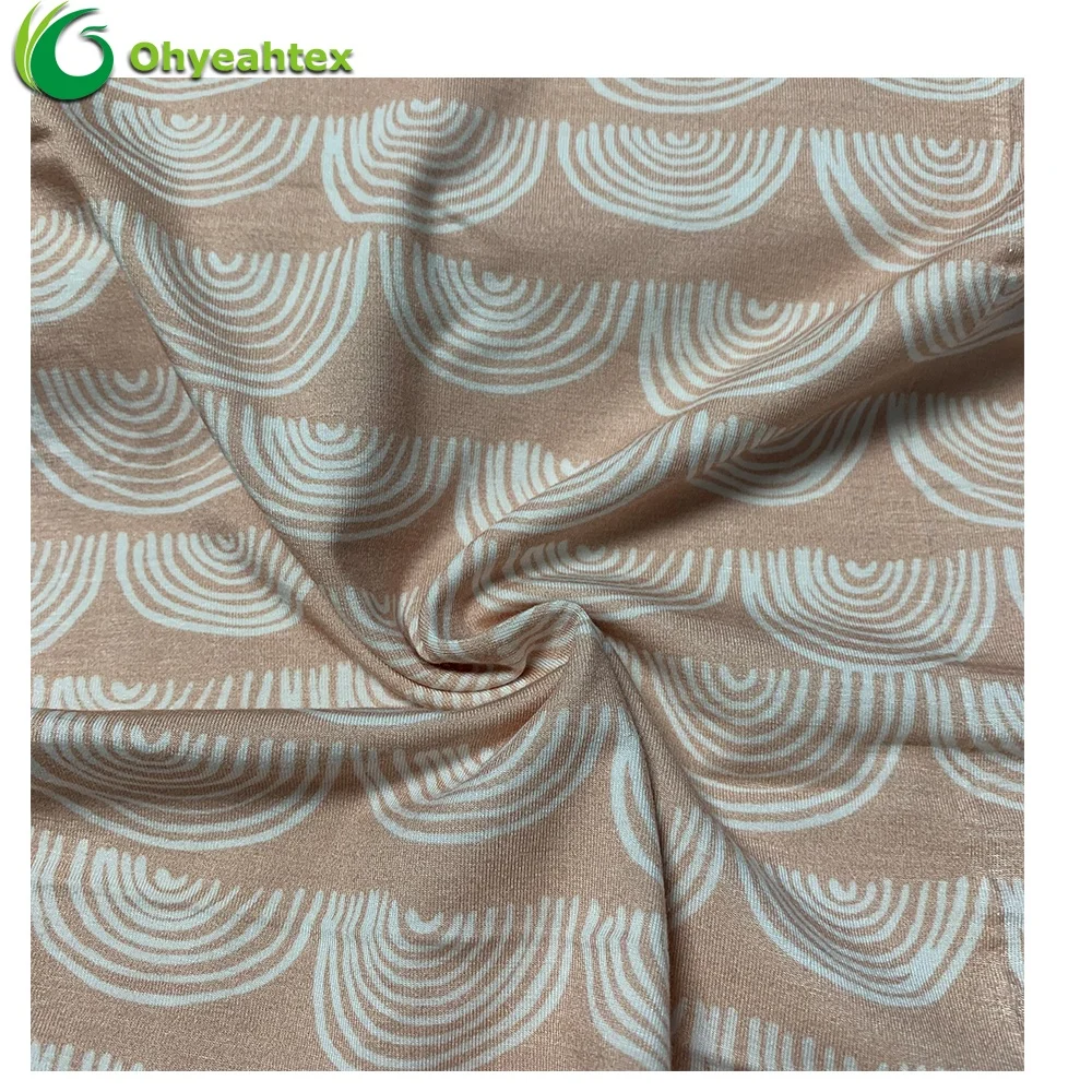 Anti-Mildew Custom Knitting Single Jersey Printed Bamboo Spandex Fabric For Baby