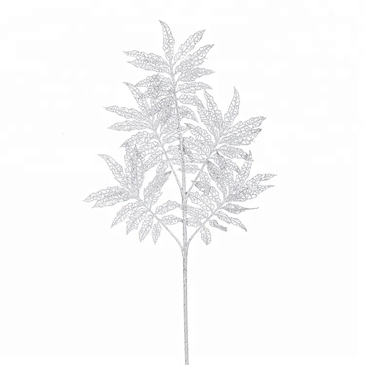 52cm high Plastic christmas glitter shining leaf  for christmas event decoration