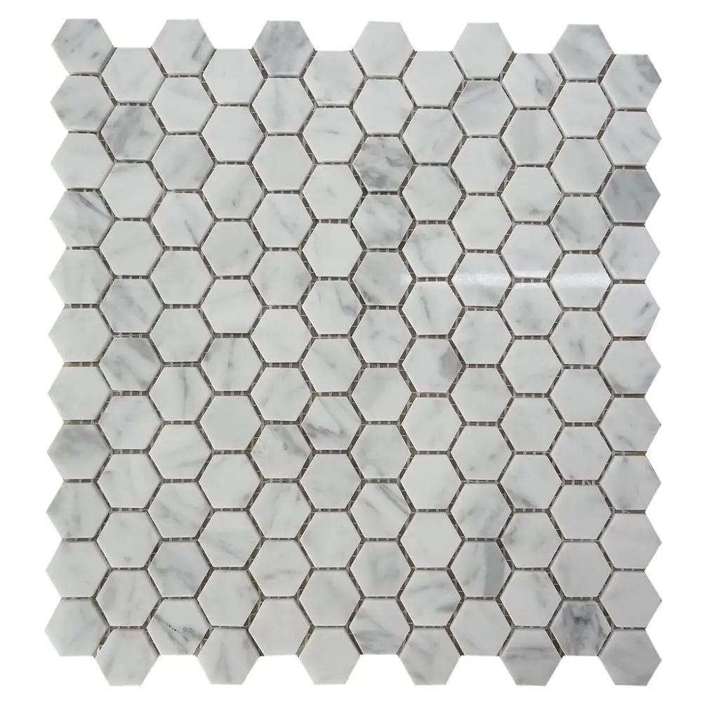 
italy marble carrara white companies 25mm hexagon mosaic tile  (60514738804)