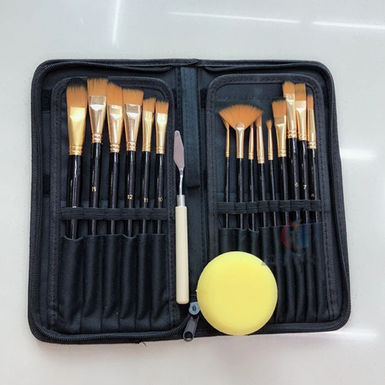 
Набор кистей из 17 нейлоновых, шерстяных, масляных, хромированных, латунных наконечников для художников, набор кистей для акварельных и акриловых красок 