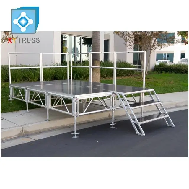 outdoor portable stage with handrail and ramp stairs for sale