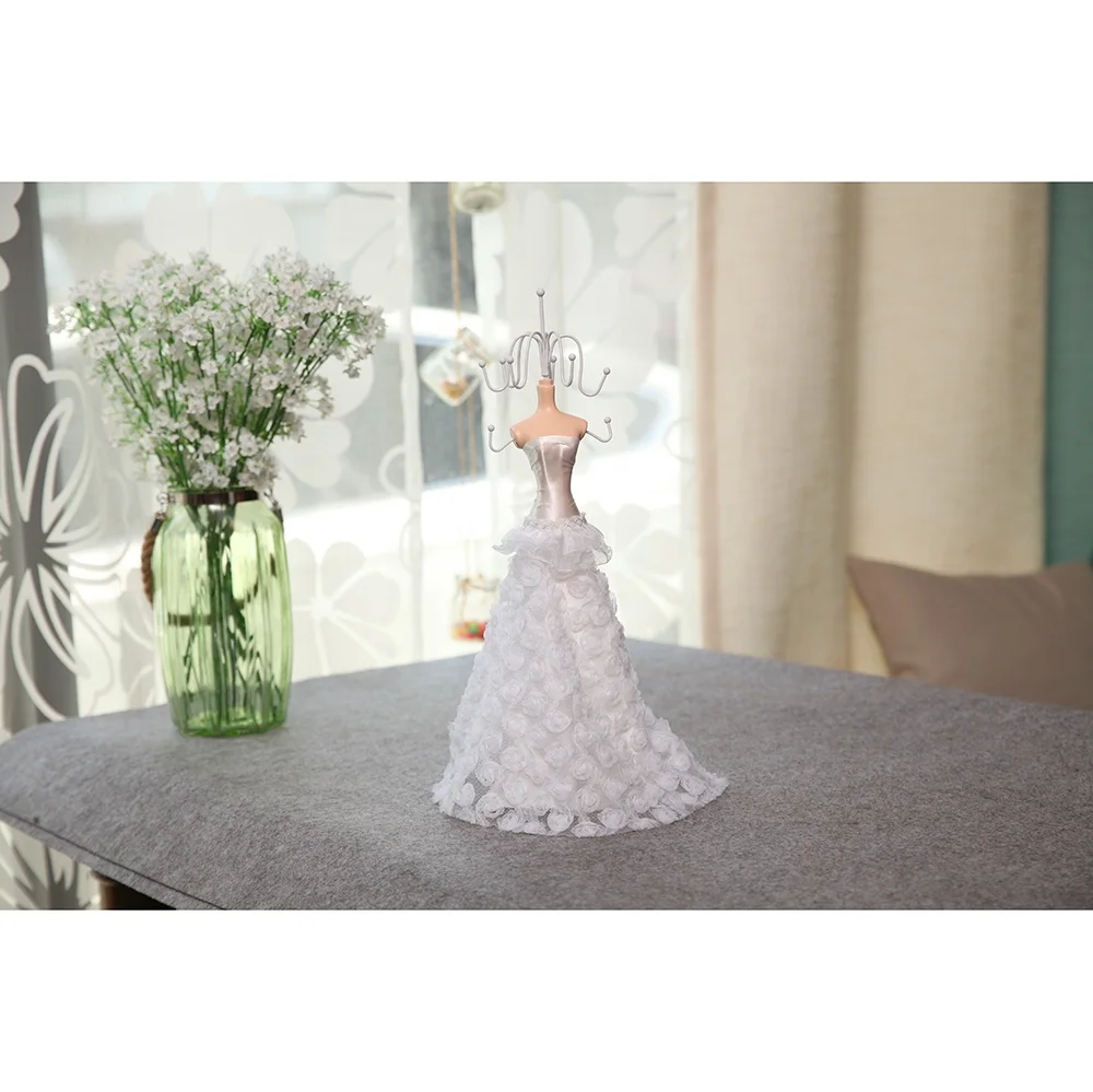 White Rose flower Princess Model Handmade Jewelry Holder