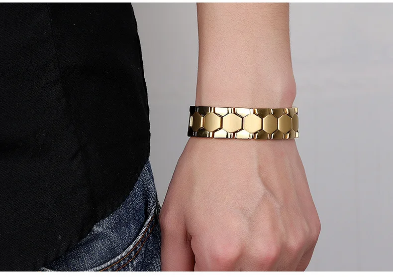 Men stainless steel health blood pressure control japanese bio magnetic therapy bracelet
