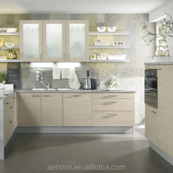 
European style frameless melanine board flat foor kitchen cabinet 