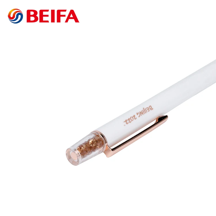 Beifa GD975401, индивидуальный подарок, высокое качество, белое, розовое золото, элегантная пластиковая шариковая ручка с ручкой, рекламные зажимы