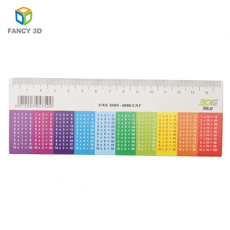 Zebulun пользовательские продукты таблица умножения точные 3D пластиковые линзовидные линейки