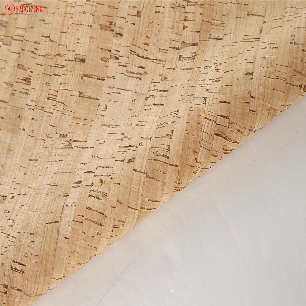 Leather for Bags and Shoes Cork Fabric Different Grade Factory Natural Cork Material Natural Color Slub Pattern B Grade Huichung