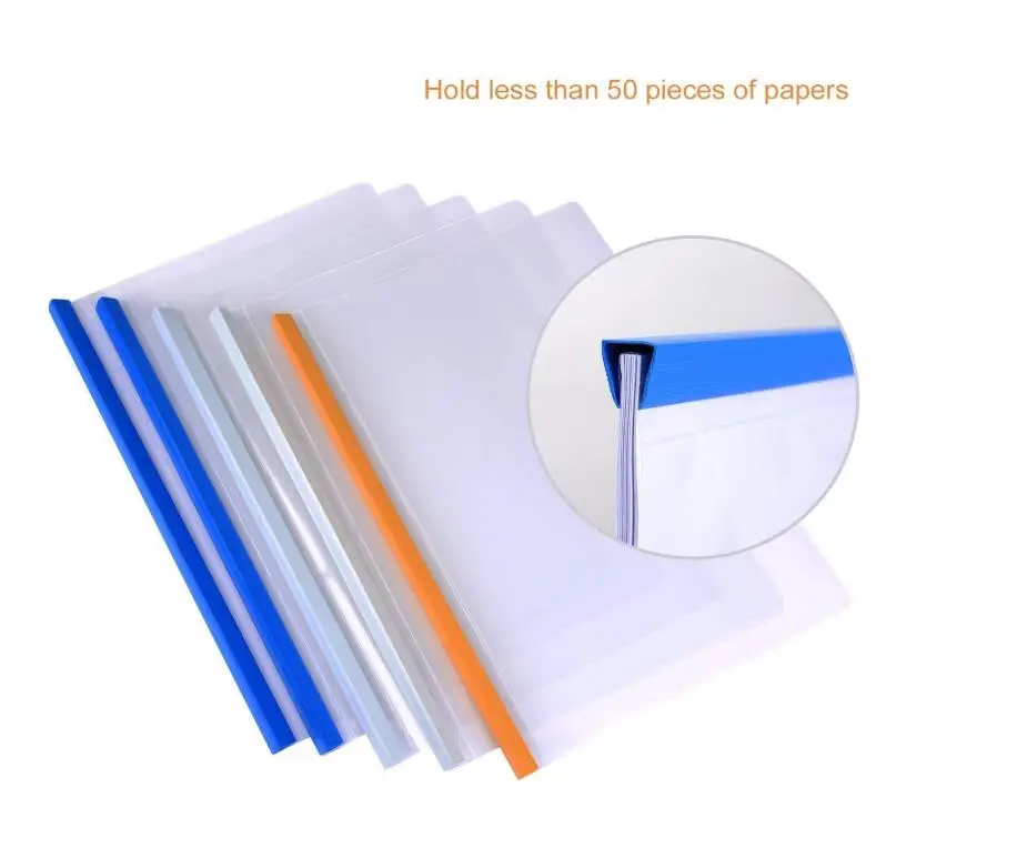 Transparent File Folder Clear Report Covers with Sliding Bar Resume Presentation File Folder Organizer Binder for A4 Size Paper