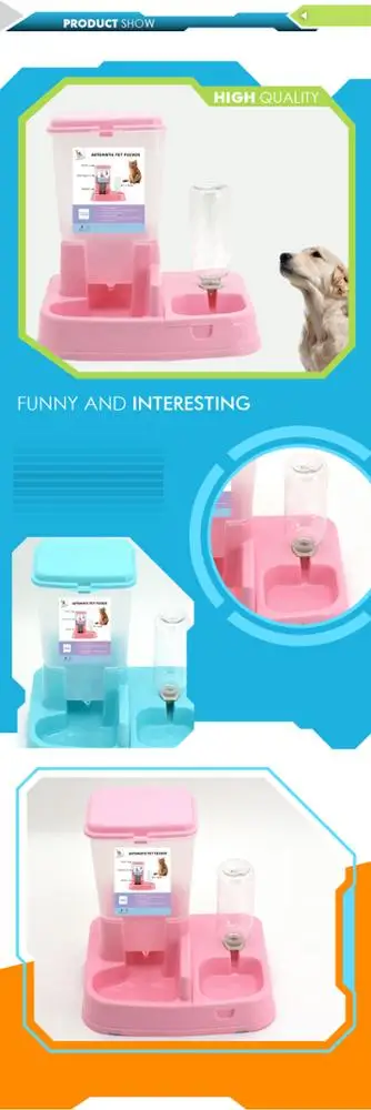 Plastic automatic pet food feeder with drinking device for wholesale