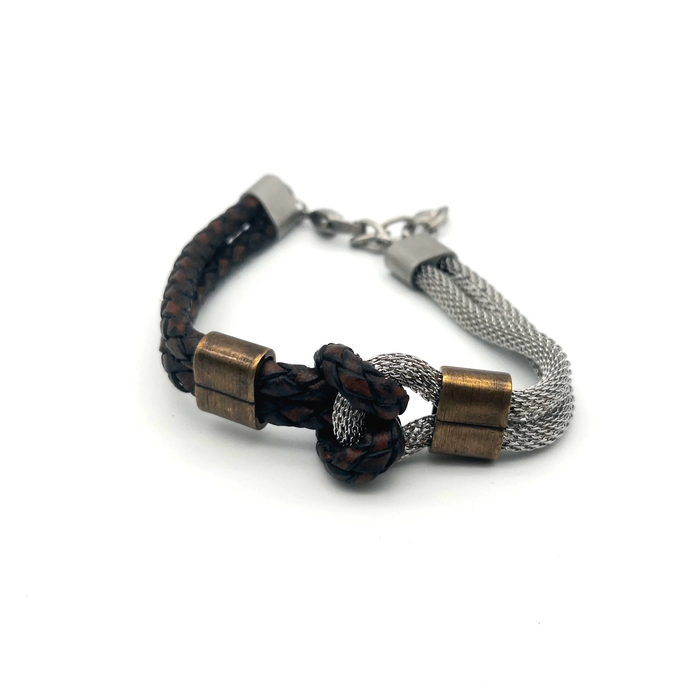 Круглый браслет из нержавеющей стали, Смешанный Браслет из натуральной кожи с узлом, ювелирное изделие для женщин и мужчин, 2 мм