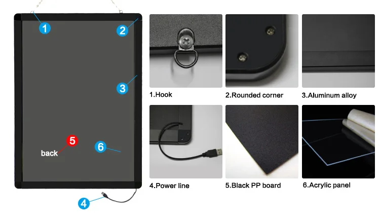 
Best acrylic led electronic advertising bulletin board 