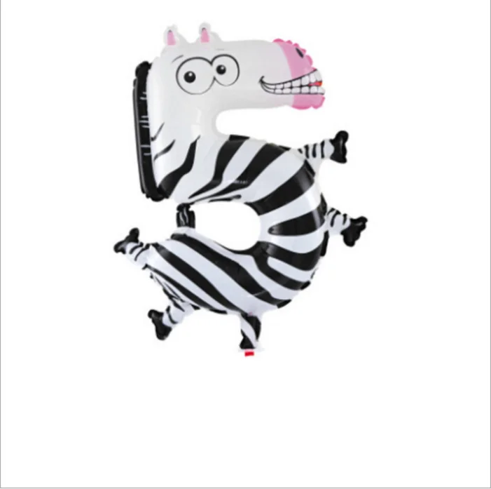 16 дюймов, детская игрушка для дня рождения, фольгированный Гелиевый шар в форме животного, шагающий Лисий Зебра шар с цифрами