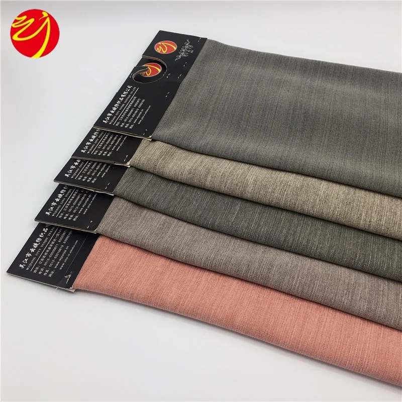 China Jiangsu Factory 100% Polyester Heavy Cationic Faux Linen Curtain Home Textile Fabric