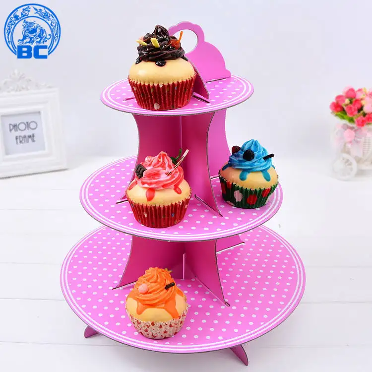 
2018 Factory supplies 3-Tier Corrugated Cupcake cake Stands for kids birthday party 