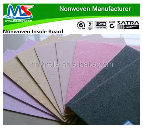 
Nonwoven fiber insole board for shoe insole making 