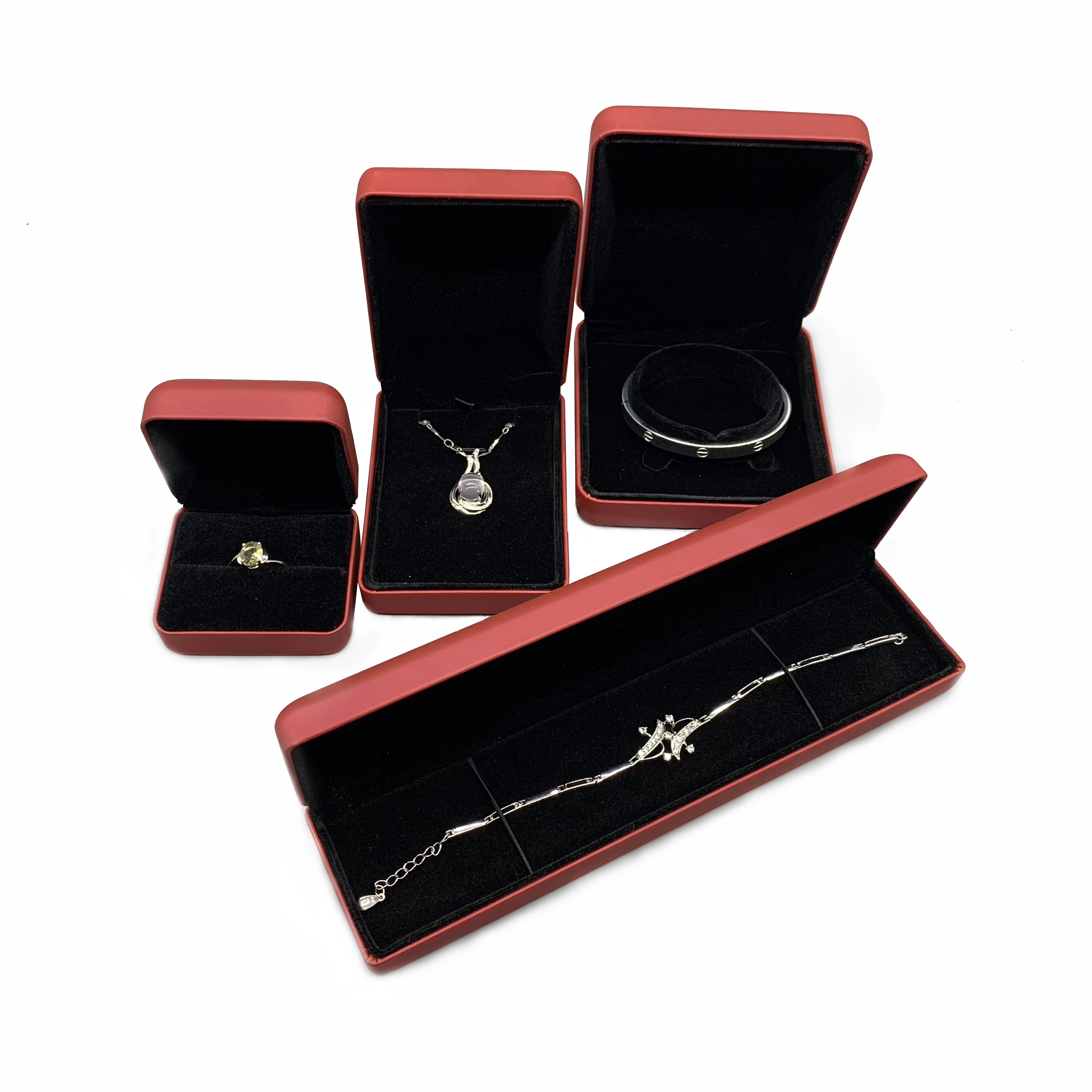 Custom factory wholesale high quality luxury iron velvet jewelry necklace pendant ring bracelet box