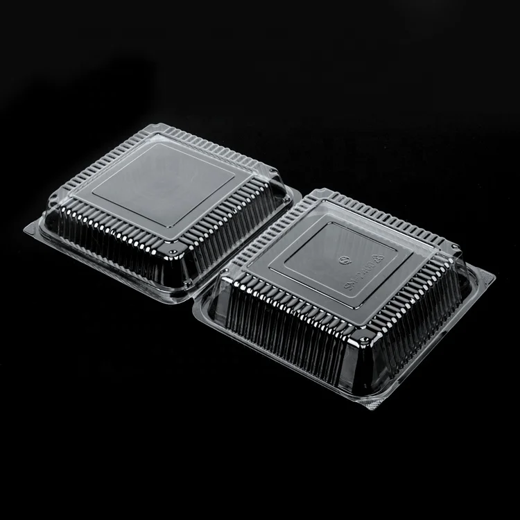 Custom  plastic square storage food packaging box with lid