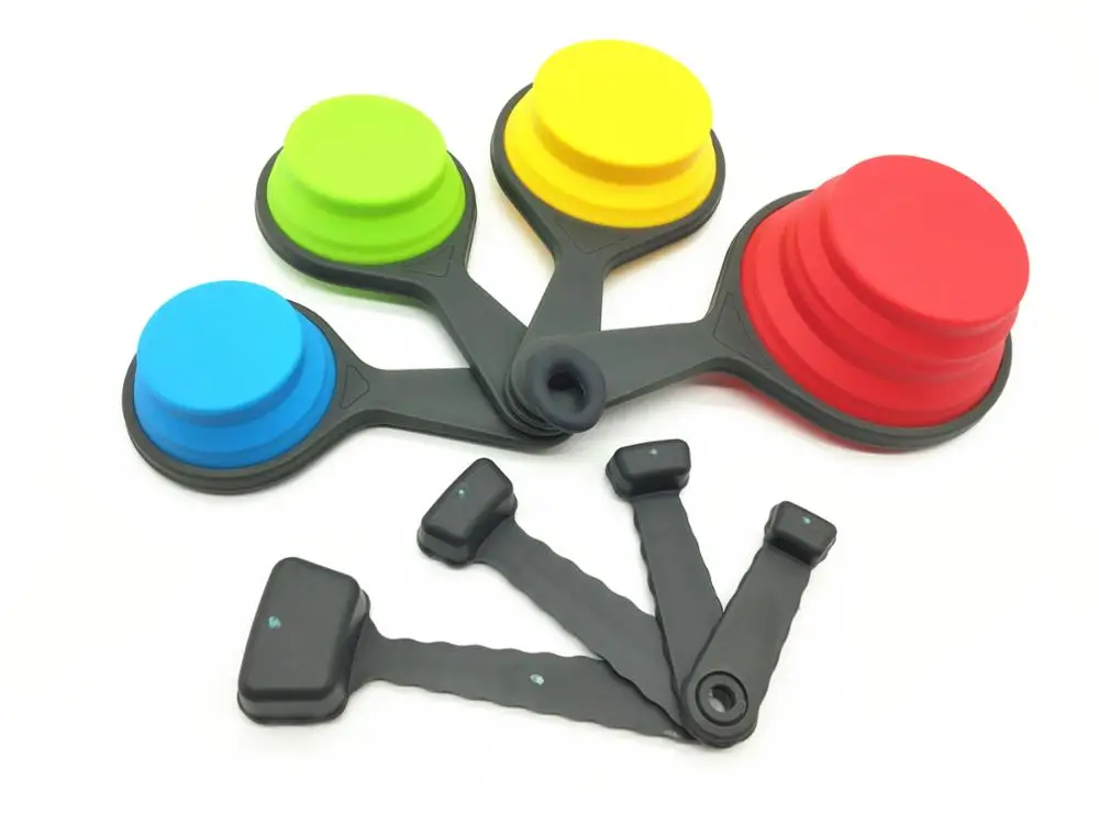
BPA Free Silicone Collapsible Measuring Cups and Spoons Set for Travel 