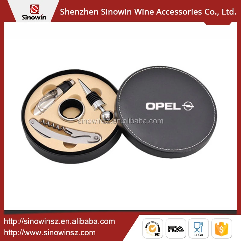 Wholesale 4pce Wine Gift Set Bar Tool in Leather Case