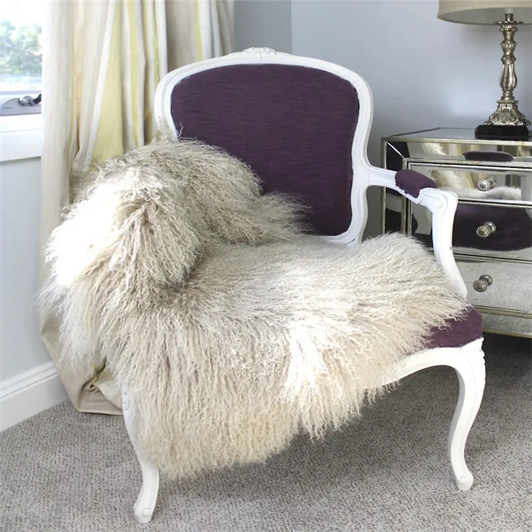Wholesale price handmade carpets curly Tibetan lamb fur chair bed furniture plate animal fur
