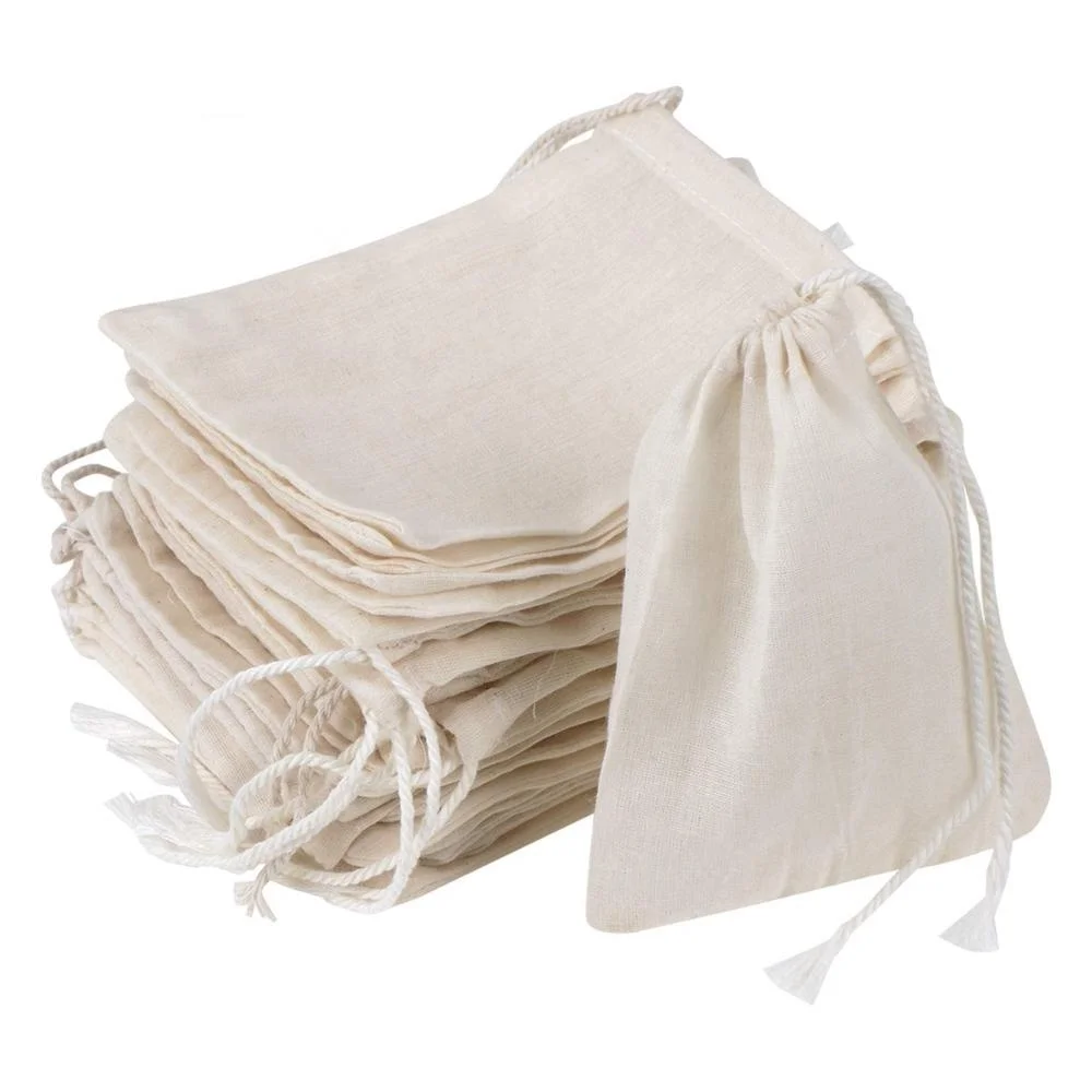 
cotton linen bags for packaging, organic cotton bags, drawstring packing pouch 