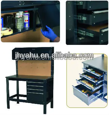 
4-Drawer Heavy Duty Electronic Workbench Worktable With Two Top Cabinets 