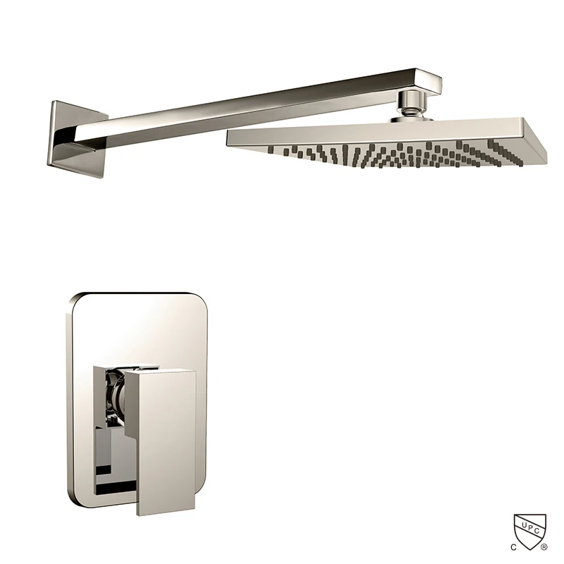 HIMARK wall mounted bathroom brass upc rain shower faucet set with pressure balance mixer valve