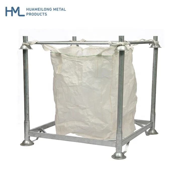 Warehouse heavy duty foldable forklift guaide metal vertical metal stacking steel big bag storage rack